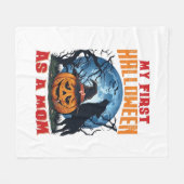 Eerste Halloween Als Moeder Pompoen Wolf Maan_1 Fleece Deken (Voorkant (Horizontaal))
