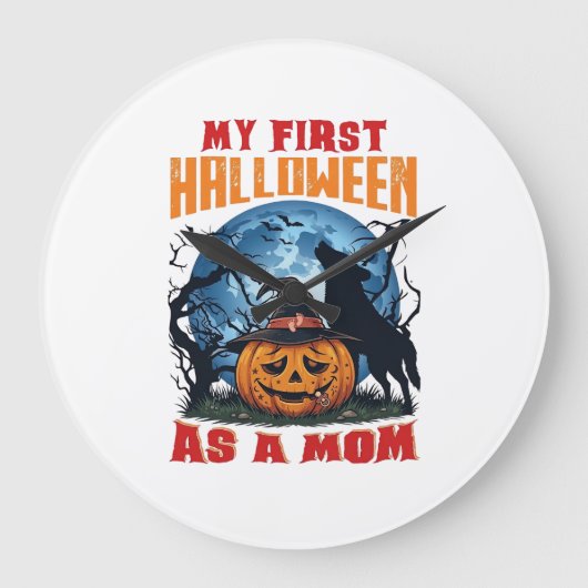 Eerste Halloween als Moeder Pompoen Wolf Maan_1 Grote Klok (Voorkant)