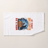 Eerste Halloween Als Moeder Pompoen Wolf Maan_1 Handdoek (Handdoek)
