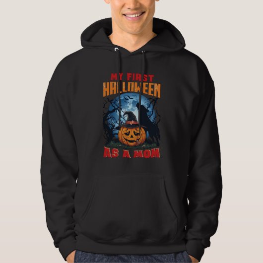 Eerste Halloween Als Moeder Pompoen Wolf Maan_1 Hoodie (Voorkant)