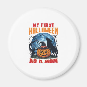 Eerste Halloween Als Moeder Pompoen Wolf Maan_1 Magneet