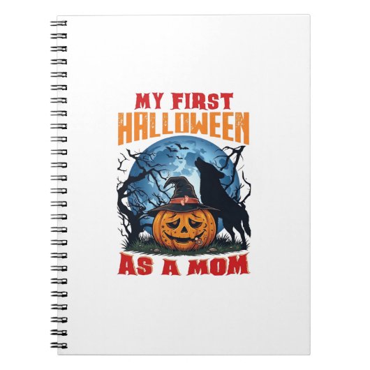 Eerste Halloween Als Moeder Pompoen Wolf Maan_1 Notitieboek (Voorkant)