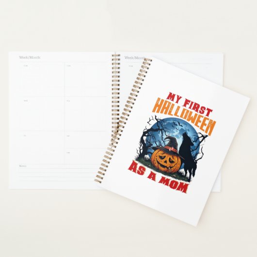 Eerste Halloween Als Moeder Pompoen Wolf Maan_1 Planner (Display)