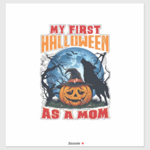 Eerste Halloween Als Moeder Pompoen Wolf Maan_1 Sticker