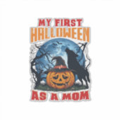 Eerste Halloween Als Moeder Pompoen Wolf Maan_1 Sticker (Voorkant)