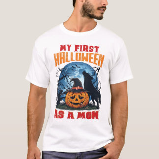 Eerste Halloween als Moeder Pompoen Wolf Maan_1 T-shirt
