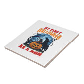 Eerste Halloween als Moeder Pompoen Wolf Maan_1 Tegeltje (Zijkant)