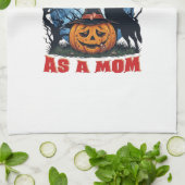 Eerste Halloween Als Moeder Pompoen Wolf Maan_1 Theedoek (Gevouwen)