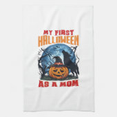 Eerste Halloween Als Moeder Pompoen Wolf Maan_1 Theedoek (Verticaal)