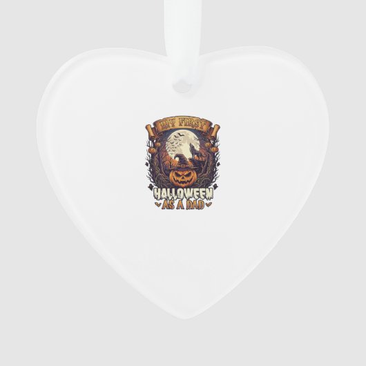 Eerste Halloween als papa Pompoen Wolf Maan_1 Ornament (voorkant)