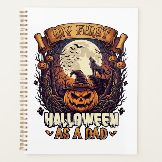 Eerste Halloween als papa Pompoen Wolf Maan_1 Planner (Voorkant)