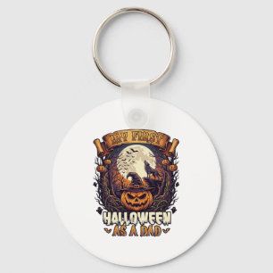 Eerste Halloween als papa Pompoen Wolf Maan_1 Sleutelhanger