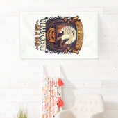 Eerste Halloween Als Papa Pompoen Wolf Maan_1 Spandoek (Insitu)