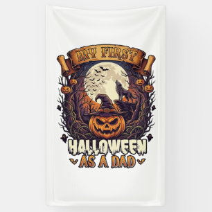 Eerste Halloween Als Papa Pompoen Wolf Maan_1 Spandoek
