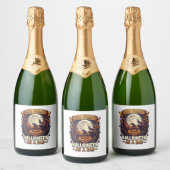 Eerste Halloween Als Papa Pompoen Wolf Maan_1 Sparkling Wijnetiket (Flessen)