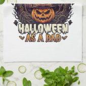 Eerste Halloween als papa Pompoen Wolf Maan_1 Theedoek (Gevouwen)