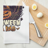 Eerste Halloween als papa Pompoen Wolf Maan_1 Theedoek (Quarter Fold)