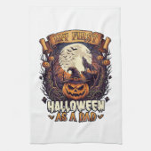 Eerste Halloween als papa Pompoen Wolf Maan_1 Theedoek (Verticaal)