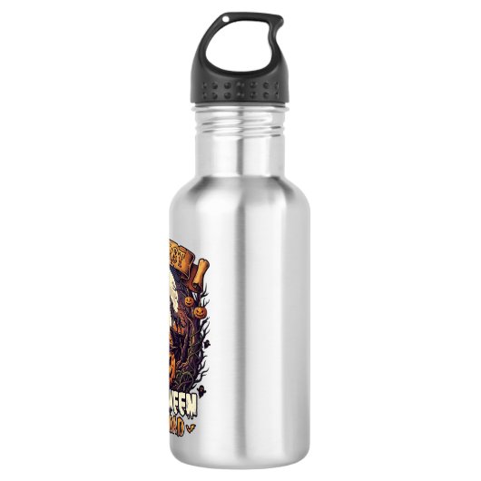 Eerste Halloween als papa pompoen wolf maan_1 Waterfles (Voorkant)