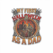 Eerste Halloween Als Papa Zombie Spokenhuis Kerkho Sticker (Voorkant)