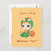 Eerste Halloween Baby Dragon Party uitnodiging (Voorkant / Achterkant)