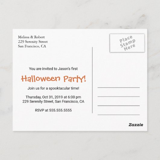 Eerste Halloween Baby Dragon Party uitnodiging (Achterkant)