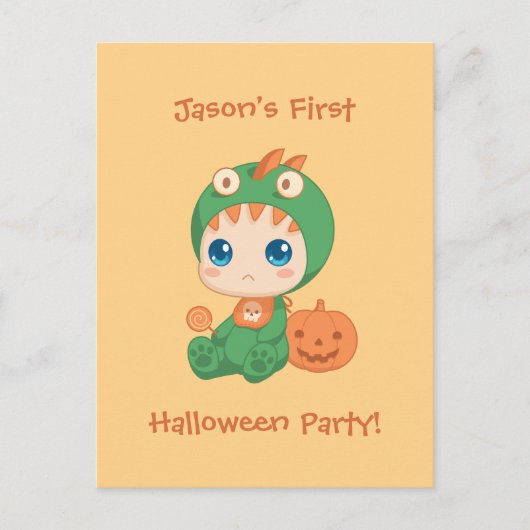 Eerste Halloween Baby Dragon Party uitnodiging (Voorkant)