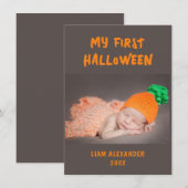 Eerste Halloween Baby Foto grijs Notitiekaartje (Voorkant / Achterkant)