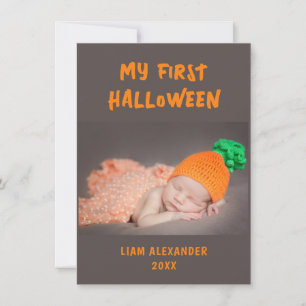 Eerste Halloween Baby Foto grijs Notitiekaartje