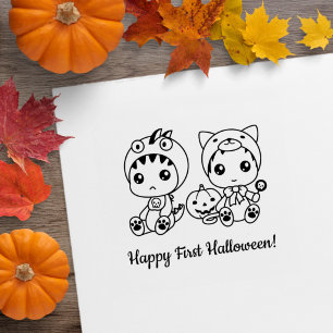 Eerste Halloween Baby Kat Draak Kostuum Rubberstempel