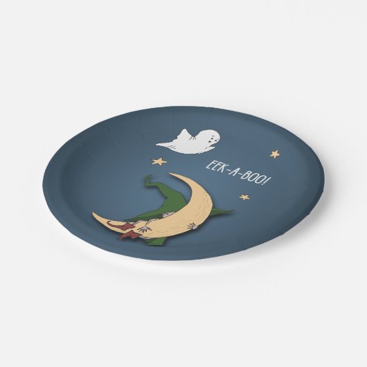 Eerste Halloween Baby Peek A Boo Witch met Ghost Papieren Bordje (Gekanteld)