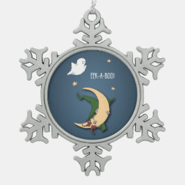 Eerste Halloween Baby Peek A Boo Witch met Ghost Tin Sneeuwvlok Ornament