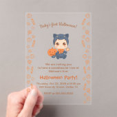 Eerste Halloween Baby Schattige Black Cat Party Acryl Uitnodigingen (Insitu (Draagbaar))