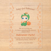 Eerste Halloween Baby Schattige Dragon Dinosaur Pa Acryl Uitnodigingen (Voorkant)