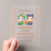Eerste Halloween Baby Twins Black Cat Dragon Party Acryl Uitnodigingen (Insitu (Draagbaar))