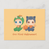 Eerste Halloween Baby Twins Party uitnodiging (Voorkant)