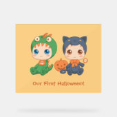 Eerste Halloween Baby Twins Party uitnodiging Acryl Bord (Voorkant)