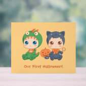 Eerste Halloween Baby Twins Party uitnodiging Acryl Bord (Neutraal)