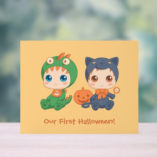 Eerste Halloween Baby Twins Party uitnodiging Acryl Bord (Neutraal)
