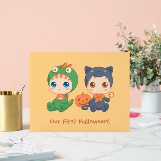 Eerste Halloween Baby Twins Party uitnodiging Acryl Bord (Huwelijk)