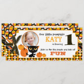 Eerste Halloween Birthday Invitation Card Kaart (Voorkant / Achterkant)