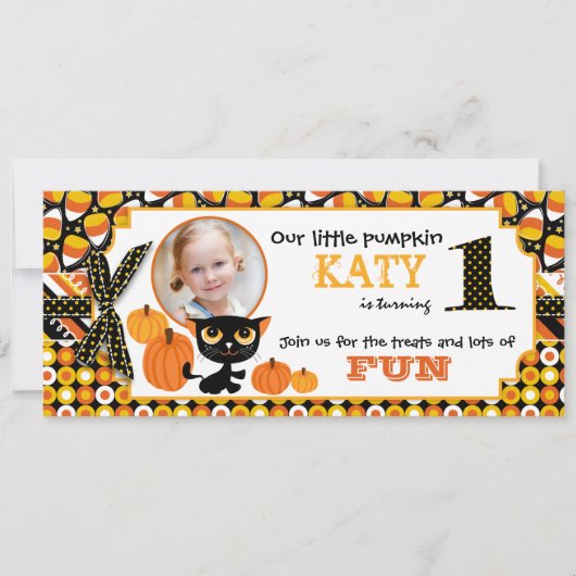 Eerste Halloween Birthday Invitation Card Kaart (Voorkant)