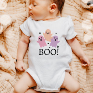 Eerste Halloween Boo Schattige Ghosts Pink Paarse Romper