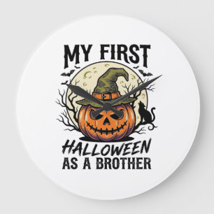 Eerste Halloween Broer Vintage Pompoen Maan Shirt Grote Klok