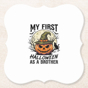 Eerste Halloween Broer Vintage Pompoen Maan Shirt Kartonnen Onderzetters