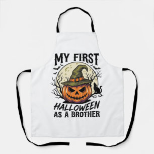 Eerste Halloween Broer Vintage Pompoen Maan Shirt Schort
