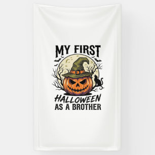 Eerste Halloween Broer Vintage Pompoen Maan Shirt Spandoek
