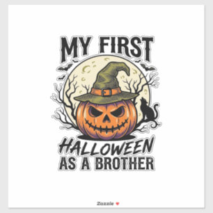 Eerste Halloween Broer Vintage Pompoen Maan Shirt Sticker