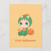Eerste Halloween Cute Baby Dragon Dinosaur Costuum Briefkaart (Voorkant)
