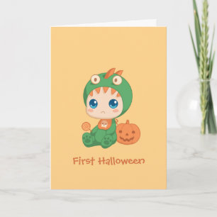 Eerste Halloween Cute Baby Dragon Dinosaur Costuum Kaart